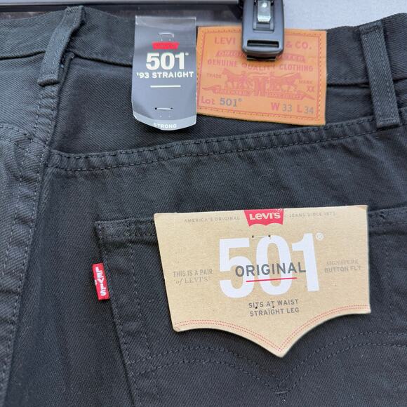 Levi's 501XX Big E Men's 33x34 Black Straight Leg Button Fly Preppy Normcore NWT - Picture 9 of 16